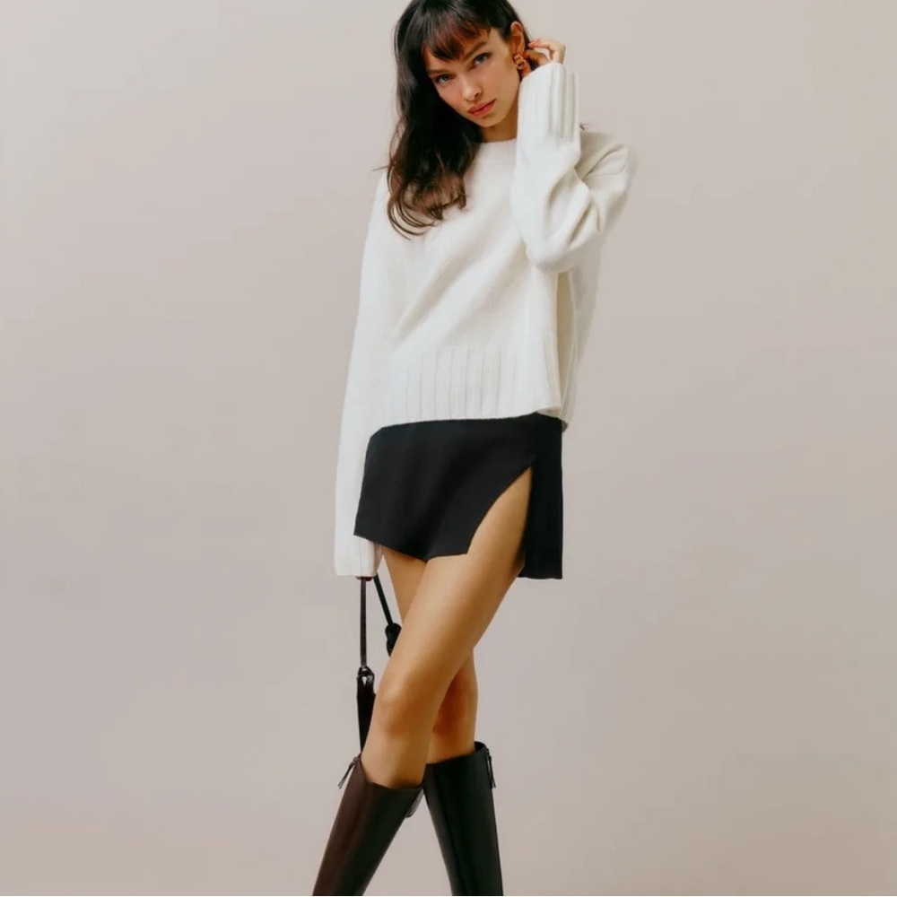 Reformation Margot Black Mini skirt with slit